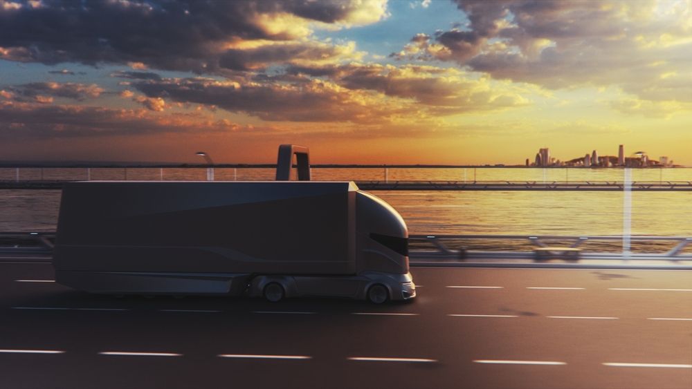 Futuristic,Technology,Concept:,Autonomous,Self-driving,Truck,With,Cargo,Trailer,Drives