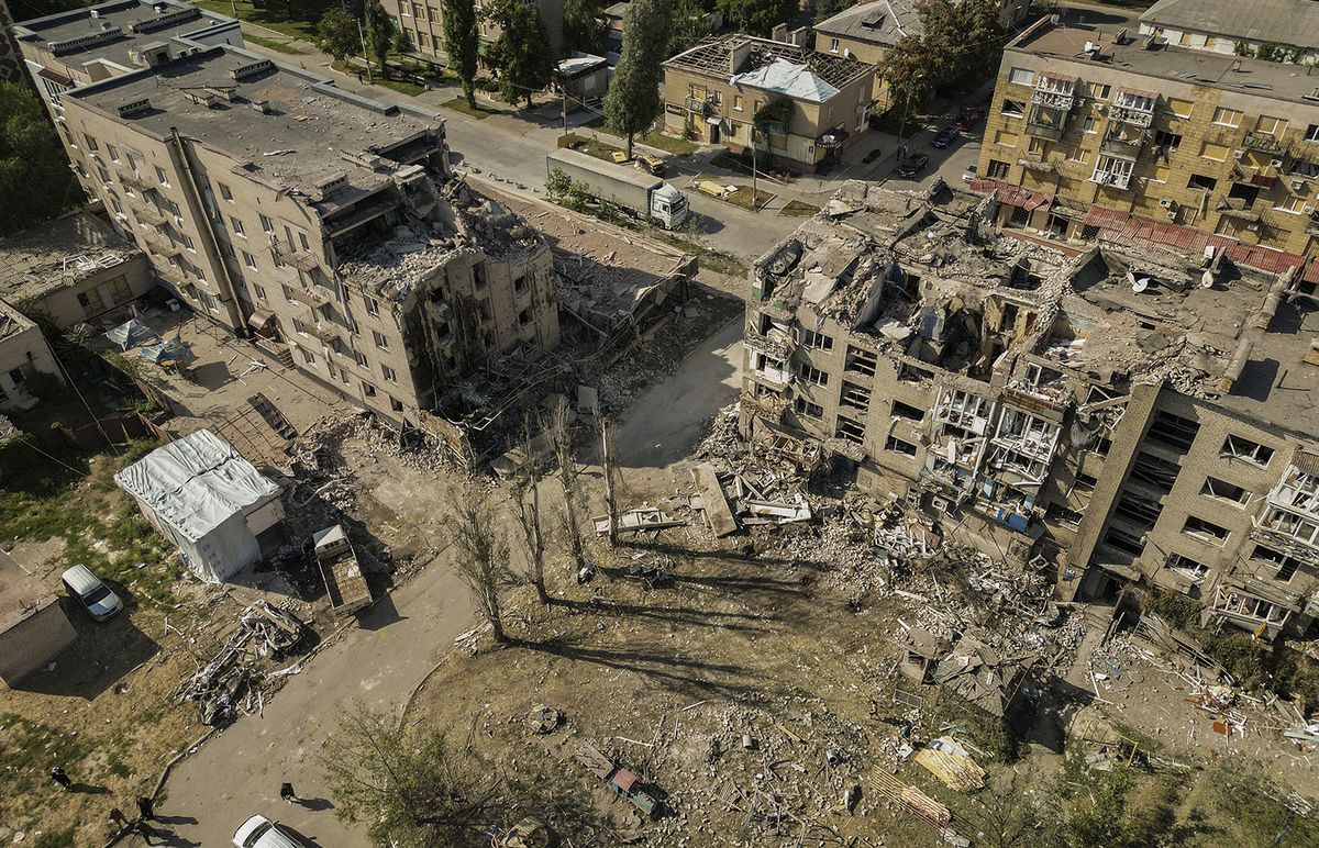 Aftermath of Russian missile strike in Ukraine's Pokrovsk city