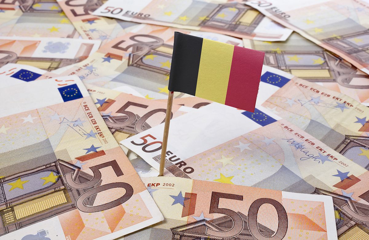 Flag,Of,Belgium,Sticking,In,European,Banknotes.(series)