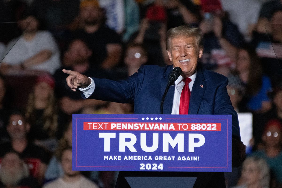 Ex-president Donald Trump holds an election campaign rally
Former US President and 2024 presidential hopeful Donald Trump speaks during a campaign rally in Erie, Pennsylvania, on July 29, 2023. (Photo by Joed Viera / AFP)