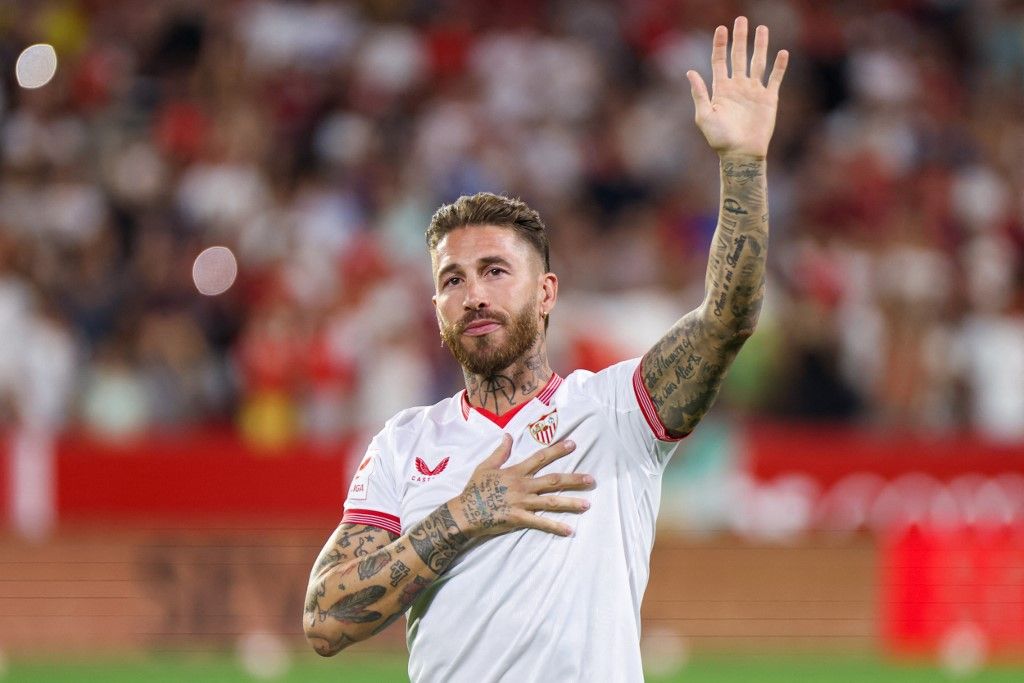 Presentation Sergio Ramos With New Sevilla FC PlayerSergio Ramos is presented as a new player of Sevilla FC at the Ramon Sanchez Pizjuan Stadium on September 6, 2023 in Seville, Spain. (Photo by Jose Luis Contreras/DAX Images/NurPhoto) (Photo by DAX Images / NurPhoto / NurPhoto via AFP)