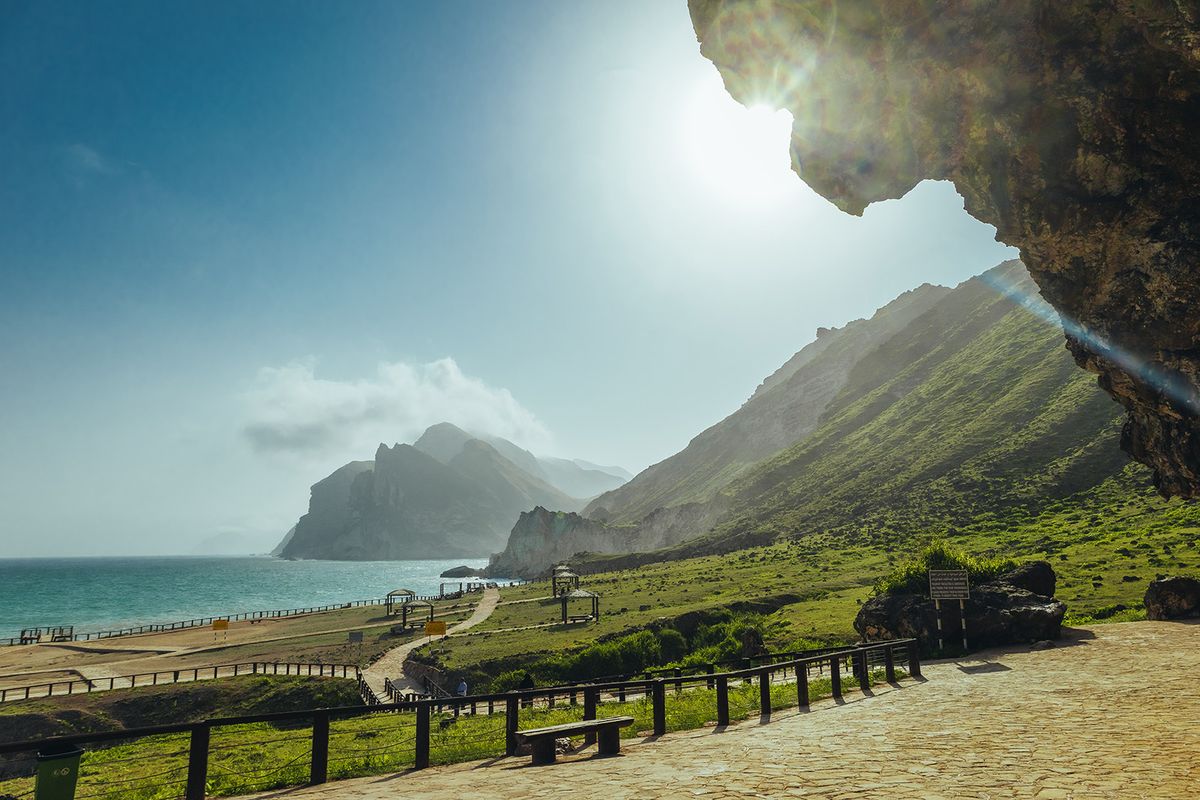 a beautiful sea shore view from mughsail beach in Salalah, Oman