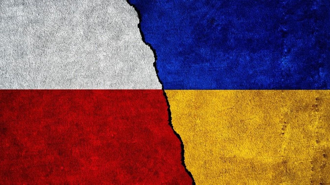Ukraine,And,Poland,Flag,Together,On,A,Textured,Wall.,Relations