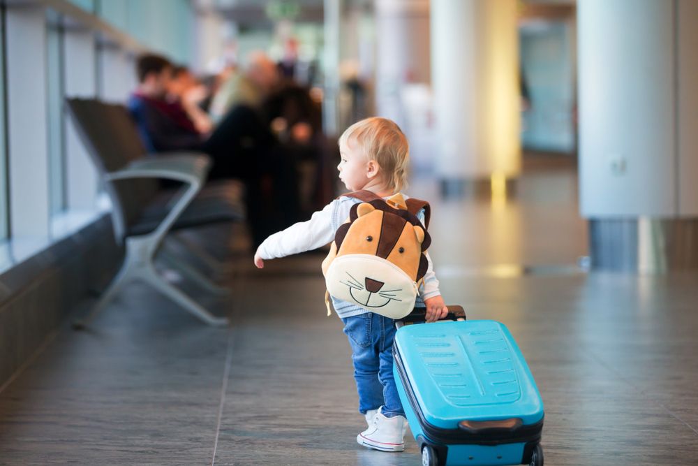 Children,,Traveling,Together,,Waiting,At,The,Airport,To,Board,The