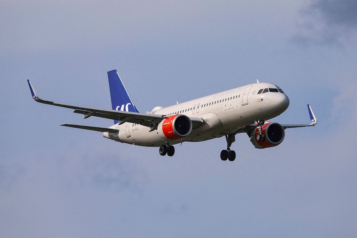 SAS Scandinavian Airlines Airbus A320neo landing at Amsterdam Schiphol International Airport. SAS connects Amsterdam airport to Copenhagen, Oslo–Gardermoen, Stockholm–Arlanda. The registration of the aircraft is LN-RGL, was delivered to SAS in October 2016.  (Photo by Nicolas Economou/NurPhoto) (Photo by Nicolas Economou / NurPhoto / NurPhoto via AFP)