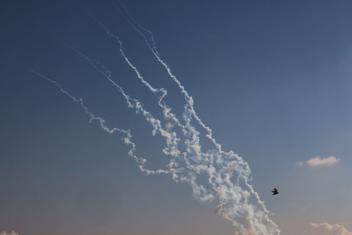 Rockets are fired from the southern Gaza Strip toward Israel on October 19, 2023. Thousands of people, both Israeli and Palestinians have died since October 7, 2023, after Palestinian Hamas militants based in the Gaza Strip, entered southern Israel in a surprise attack leading Israel to declare war on Hamas in Gaza on October 8. (Photo by SAID KHATIB / AFP)