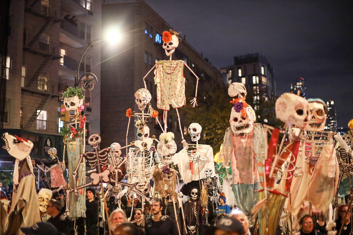 Revelers attend the 2022 Village Halloween Parade on October 31, 2022 in New York City. (Photo by William Volcov / BRAZIL PHOTO PRESS / Brazil Photo Press via AFP)