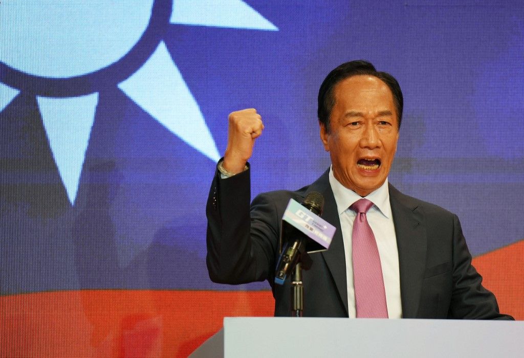 Taiwanese presidential electionTerry Gou, the founder and former chairman and chief executive officer of Foxconn, who plans to run as a candidate for presidential election of Taiwan, attends a press conference on Sep. 14, 2023. Gou announced that he had decided to nominate Tammy Lai, a musician, for vice president. ( The Yomiuri Shimbun ) (Photo by Ichiro Ohara / Yomiuri / The Yomiuri Shimbun via AFP)