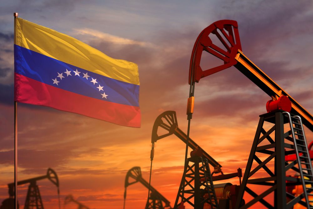 Venezuela,Oil,Industry,Concept,,Industrial,Illustration.,Venezuela,Flag,And,Oil