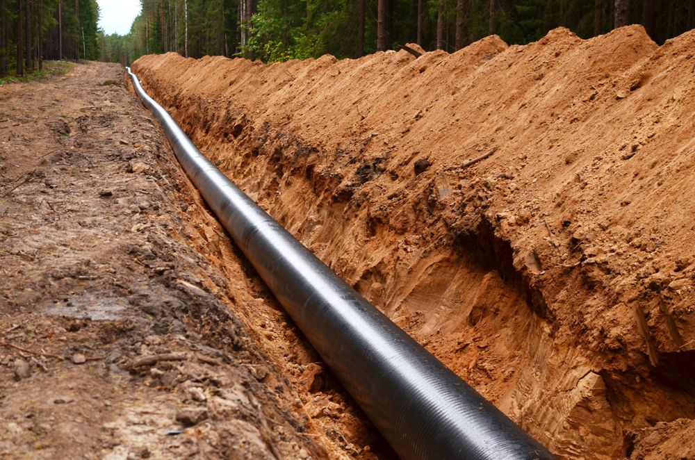 Natural,Gas,Pipeline,Construction,Work.,A,Dug,Trench,In,The