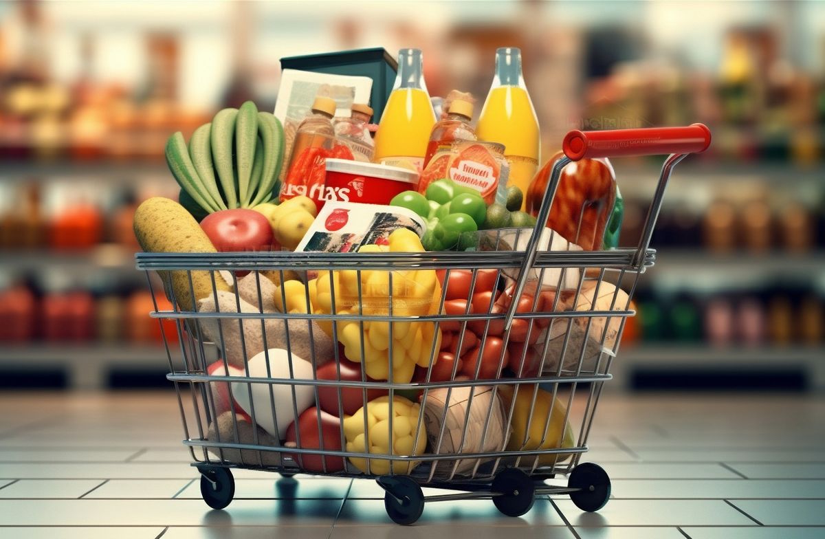 shop supermarket store grocery delivery retail shopping market food basket. Generative AI.background illustration lifestyle buy basket commerce shop buying fresh red food delivery store online market shelf grocery supermarket retail shopping. Generative AI. shop supermarket store grocery delivery retail shopping market food basket. Generative AI.
