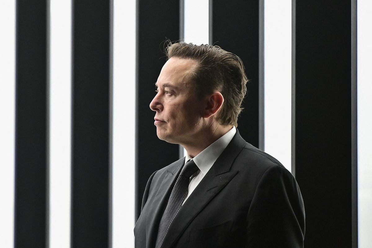 22 March 2022, Brandenburg, Grünheide: Elon Musk, Tesla CEO, attends the opening of the Tesla factory Berlin Brandenburg. The first European factory in Grünheide, designed for 500,000 vehicles per year, is an important pillar of Tesla's future strategy. Photo: Patrick Pleul/dpa-Zentralbild POOL/dpa (Photo by PATRICK PLEUL / dpa-Zentralbild POOL / dpa Picture-Alliance via AFP)