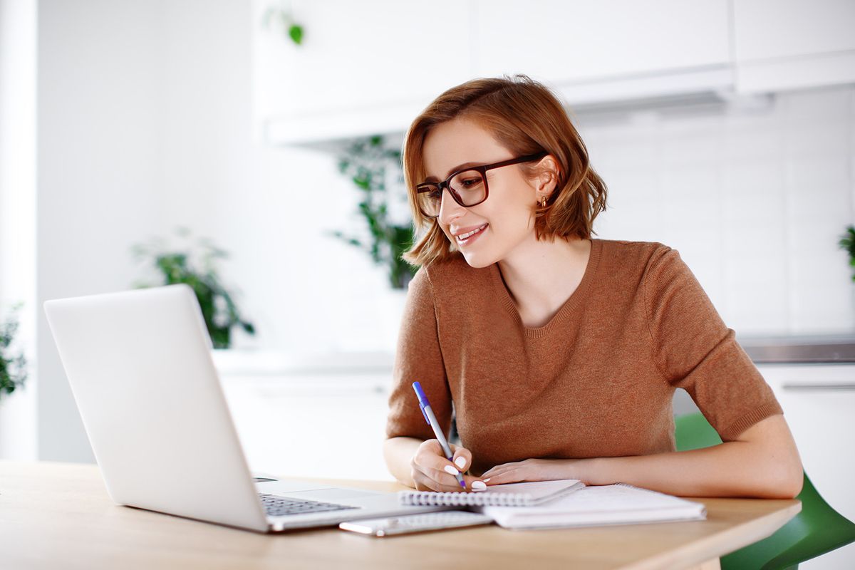 Woman,On,Remote,Work,Or,Online,Education,,Using,Laptop,Computer,