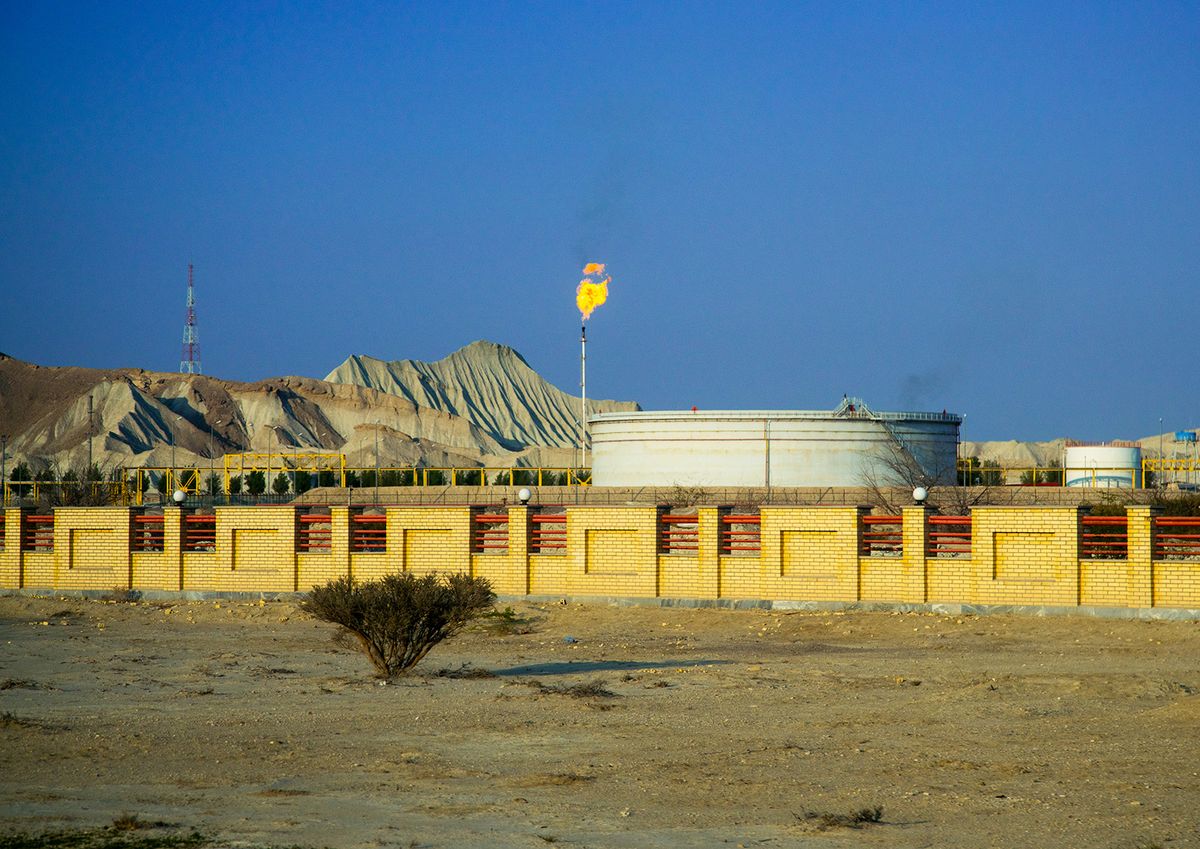 TABI, IRAN - DECEMBER 22: Oil factory, qeshm island, tabi, Iran on December 22, 2015 in Tabi, Iran.  (Photo by Eric Lafforgue/Art in All of Us/Corbis via Getty Images)