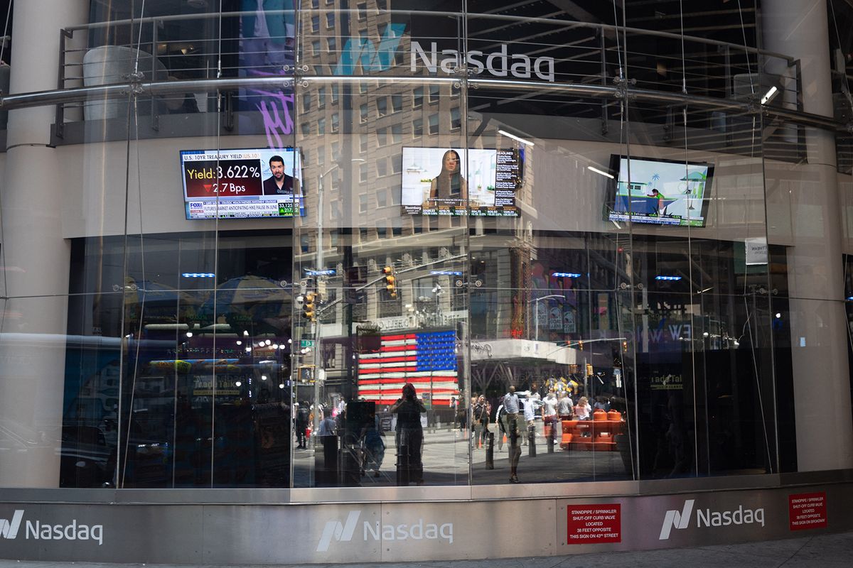 View of the Nasdaq Stock Exchange in Times Square.