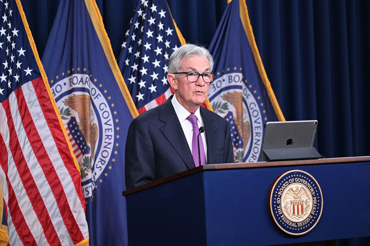 US Federal Reserve Chairman Jerome Powell holds a press conference in Washington, DC, on September 20, 2023. The US Federal Reserve voted Wednesday to keep interest rates at a 22-year high, between 5.25 percent and 5.50, percent while forecasting an additional rate hike before the end of the year to bring down inflation. (Photo by Mandel NGAN / AFP)