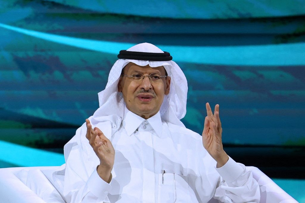 Saudi Minister of Energy Prince Abdulaziz bin Salman al-Saud speaks during a panel discussion at the 10th Arab-China Business Conference in Riyadh, on June 11, 2023. (Photo by Fayez NURELDINE / AFP)