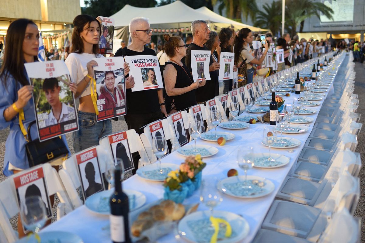 Familiies And Friends Of Israelis Held Hostage by Hamas militants in Gaza held an event at the ''Hostages Square''
