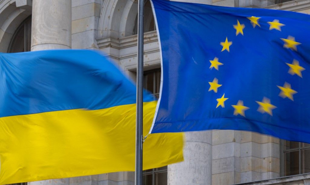 Flags Ukraine and European Union