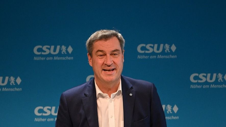 German political parties react to regional elections in Hesse and BavariaBavaria's State Premier and top candidate of the conservative Christian Social Union (CSU) party Markus Soeder hosts a CSU party board meeting at the party headquarter in Munich on October 9, 2023. (Photo by Tobias SCHWARZ / AFP)