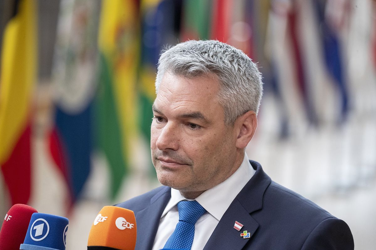 July 17, 2023, BRUSSELS, Belgium: Austrian Federal Chancellor Karl Nehammer pictured during the EU - CELAC (Comunidad de Estados Latinoamericanos y Caribenos - Community of Latin American and Caribbean States) summit, in Brussels, Monday 17 July 2023. The EU-CELAC summits bring together European, Latin American and Caribbean heads of state and government to strengthen relations between these regions. (Credit Image: © Nicolas Maeterlinck/Belga via ZUMA Press)
