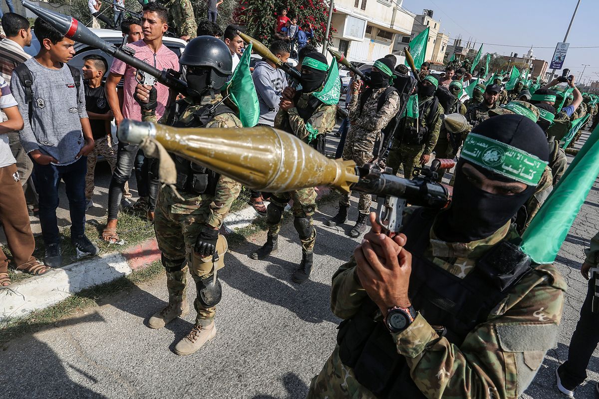 Palestinian,Hamas,Militants,Take,Part,In,An,Anti-israel,Military,Show