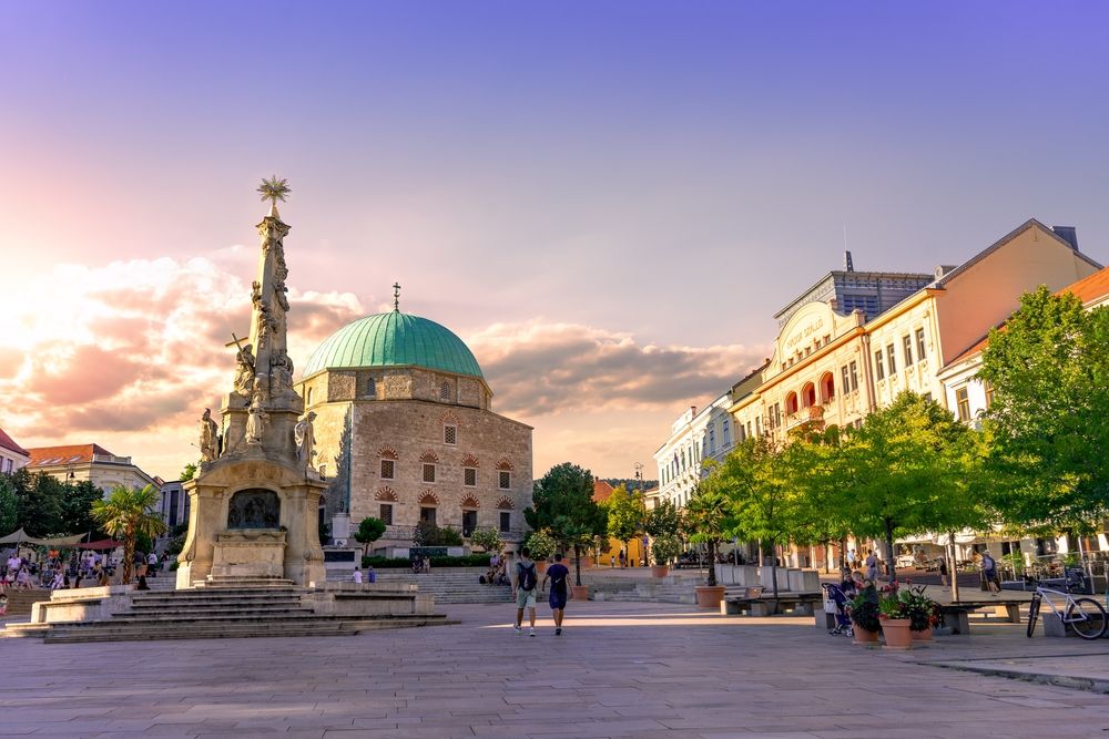 Pécs,,Hungary,-,21.08.2020:,The,Beautiful,Main,Square,Of,Pecs