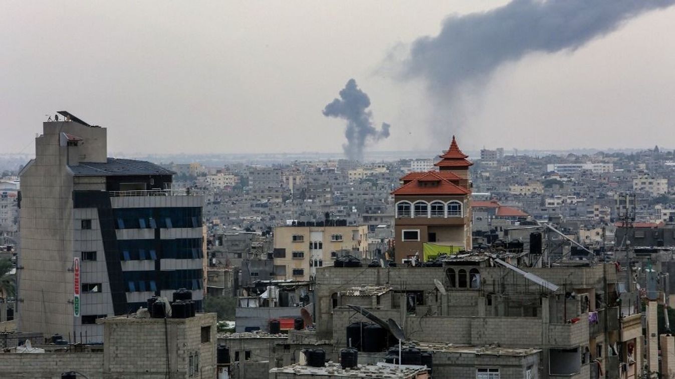 Israeli attacks on Gaza continue on the 21st dayRAFAH, GAZA - OCTOBER 27: Smoke rises after Israeli airstrikes as the attacks continue on the 21st day in Rafah, Gaza on October 27, 2023. Abed Rahim Khatib / Anadolu (Photo by Abed Rahim Khatib / ANADOLU / Anadolu via AFP)