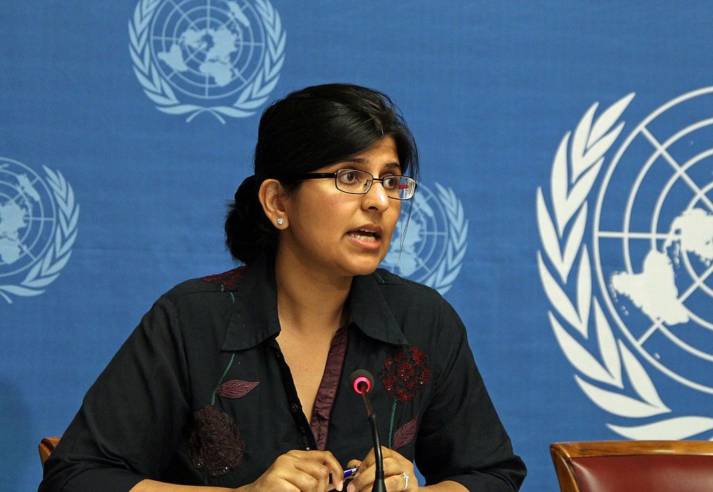 Ravina Shamdasani Press ConferenceGENEVA, SWITZERLAND - JULY 11: Ravina Shamdasani, spokeswoman for the office of the United Nations High Commissioner for Human Rights holds a press conference about Israeli strikes on Gaza, in Geneva, Switzerland on July 11 ,2014. (Photo by Fatih Erel/Anadolu Agency/Getty Images)