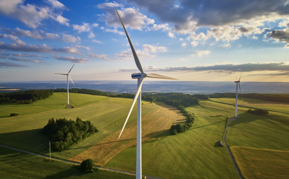 Aerial,View,Of,Wind,Turbine,Farm.,Wind,Power,Plants,In