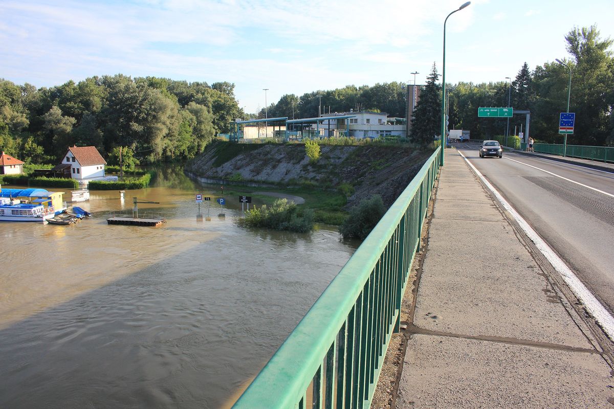 Dravaszabolcs,,Europe,,Hungary,august,10,2023,,Flood,On,River,Drava,NearDravaszabolcs, Europe, Hungary,August 10 2023, Flood on river Drava near Croatia border in Dravaszabolcs. Today is the highest water level.