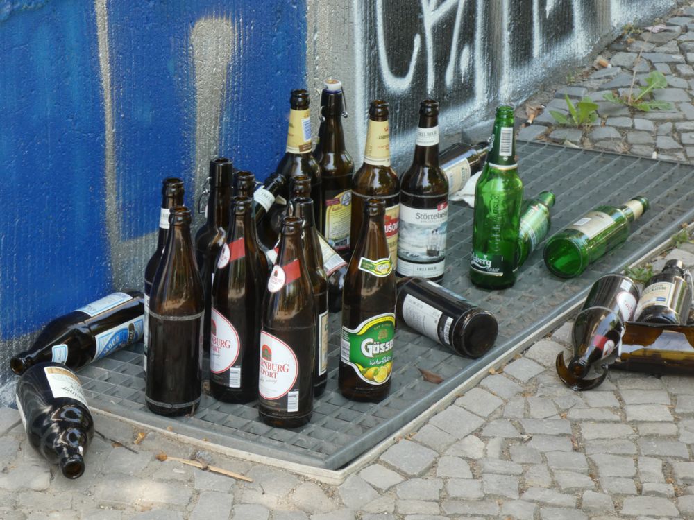 Berlin,,Germany,-,April,29,,2018:,Empty,Glass,Bottles,Abandoned