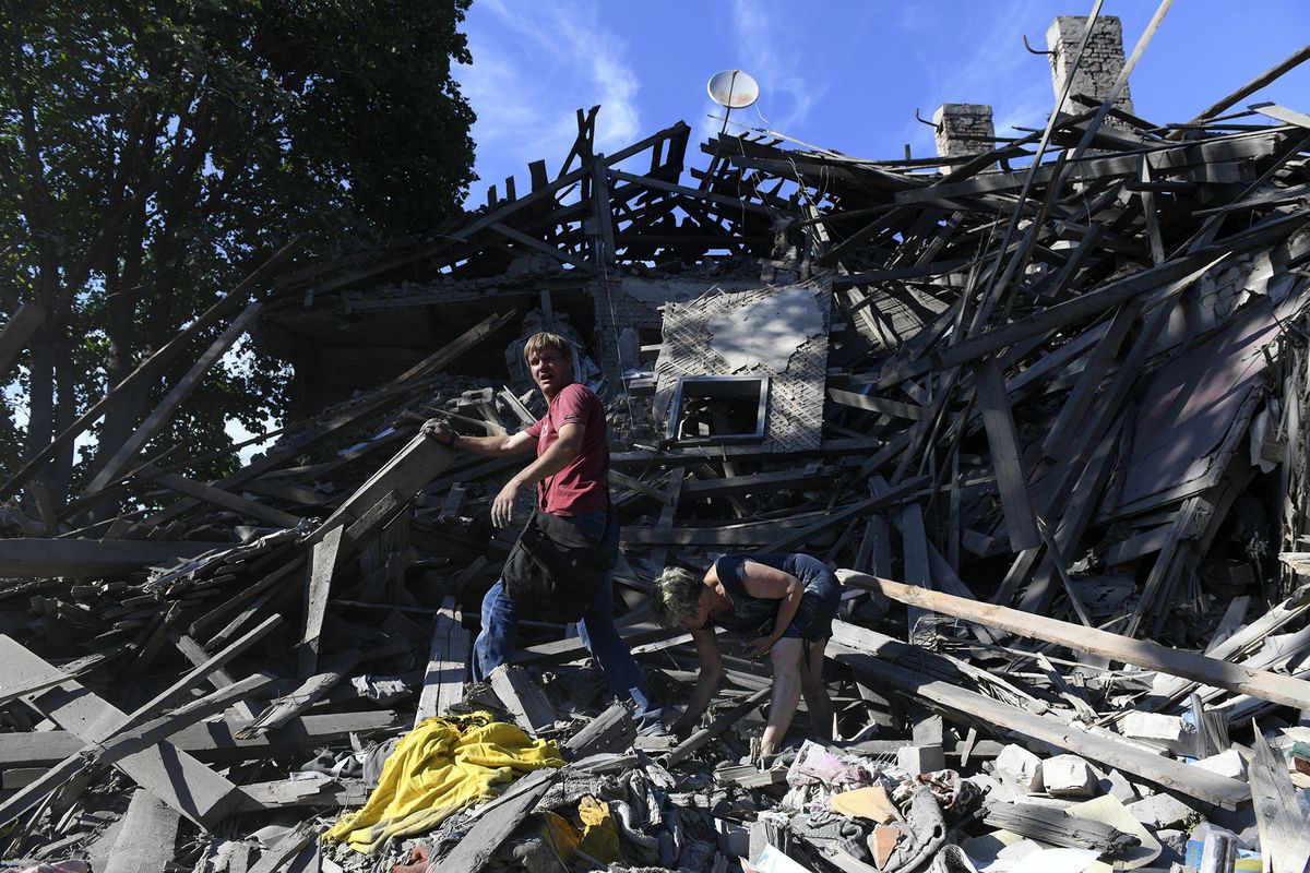 Aftermath of shelling on Russian-controlled part of Donetsk