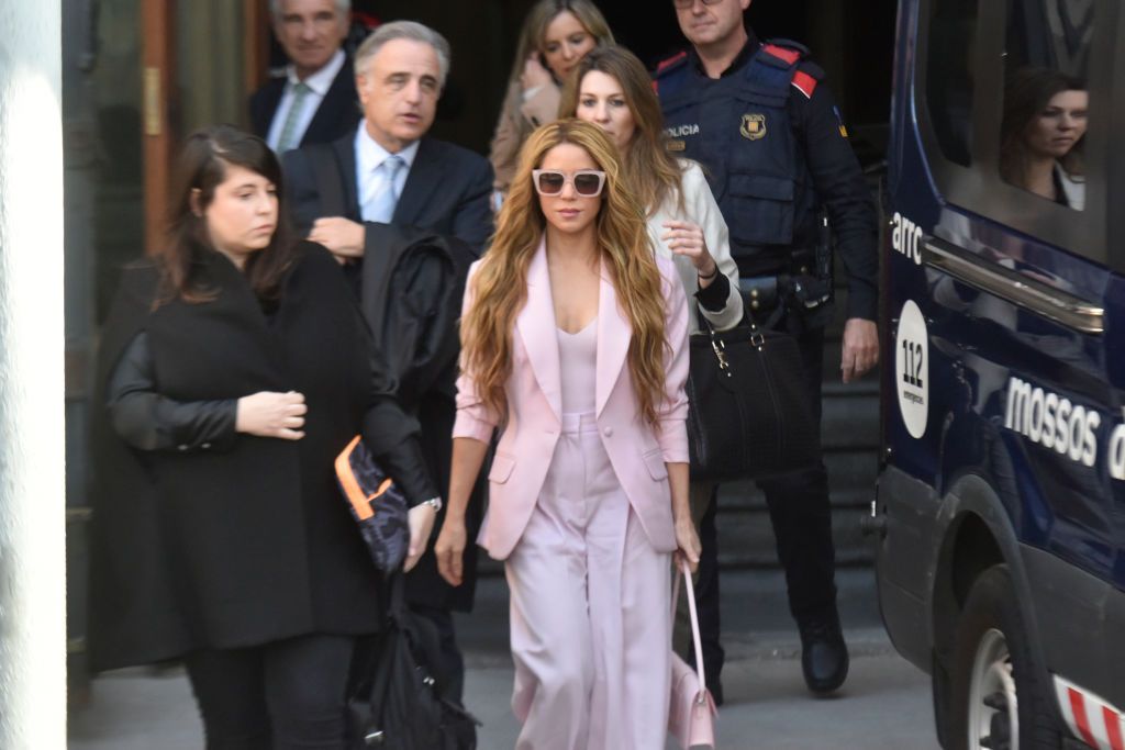 Shakira's Trial In Barcelona For Alleged Tax FraudBARCELONA, SPAIN - NOVEMBER 20: The singer Shakira leaves Audiencia Nacional with her lawyers, Pau Molins, Miriam Company after reaching a deal with authorities before her trial for alleged tax fraud on November 20, 2023, in Barcelona, Catalonia, Spain. (Photo By David Oller/Europa Press via Getty Images)