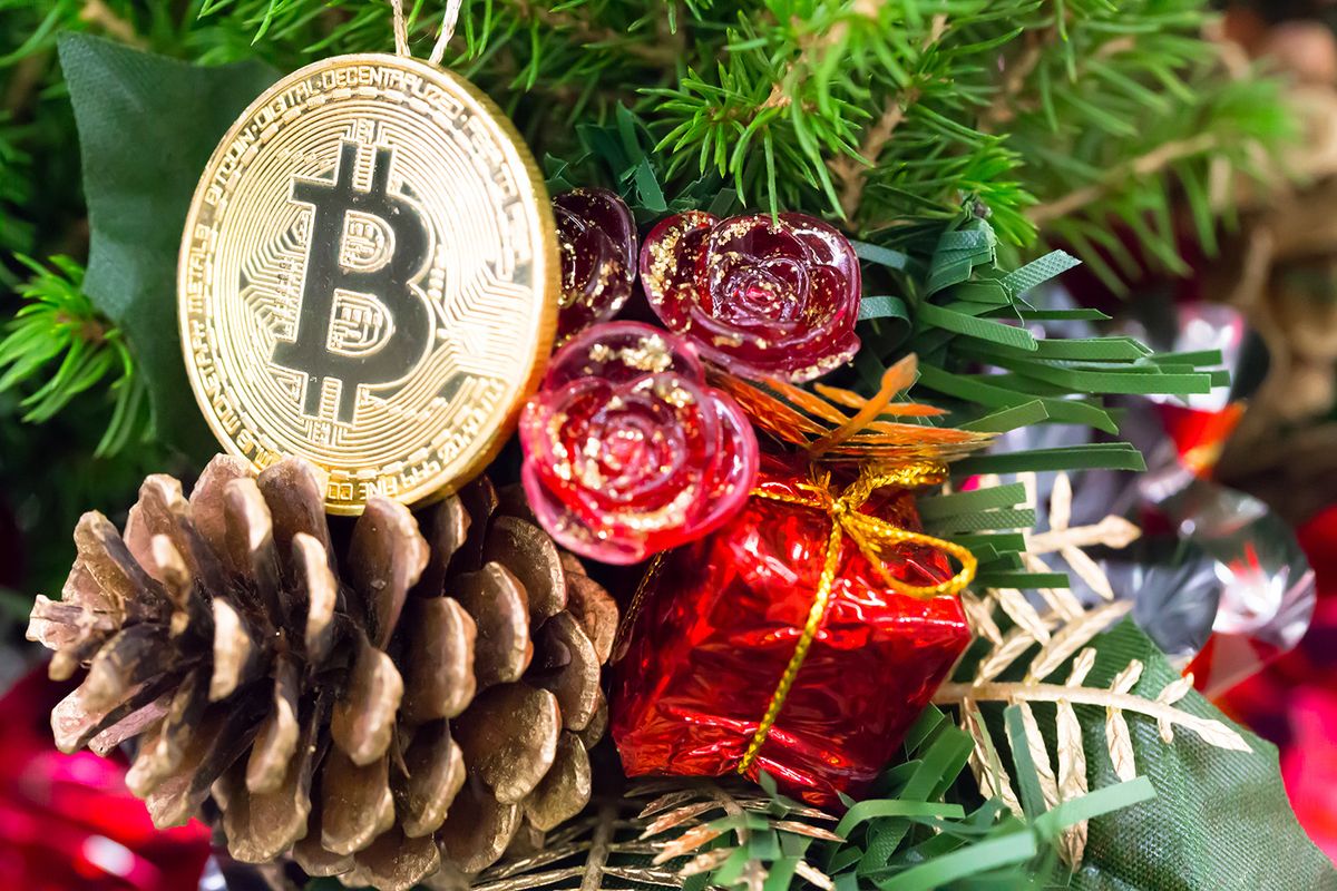 Fir-cone,,Gift,Box,,Red,Glass,Flower,,Bitcoin,Virtual,Crypto,Currency