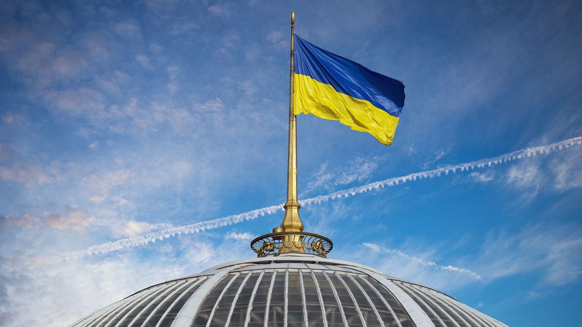 View,Onthe,Flag,On,The,Top,Of,Ukrainian,Parliament,Called