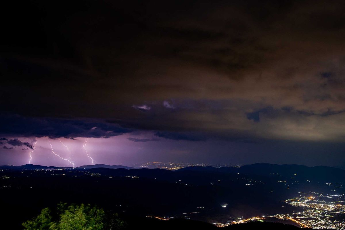 Summer Storm In The Province Of Rieti
An approaching lightning storm before a summer thunderstorm in the province of Rieti. According to experts, lightning strikes in Italy are constantly increasing. The thunderstorm seen from Mount Terminillo, in the province of Rieti, (Italy), 11 August 2022. (Photo by Riccardo Fabi/NurPhoto) (Photo by Riccardo Fabi / NurPhoto / NurPhoto via AFP)