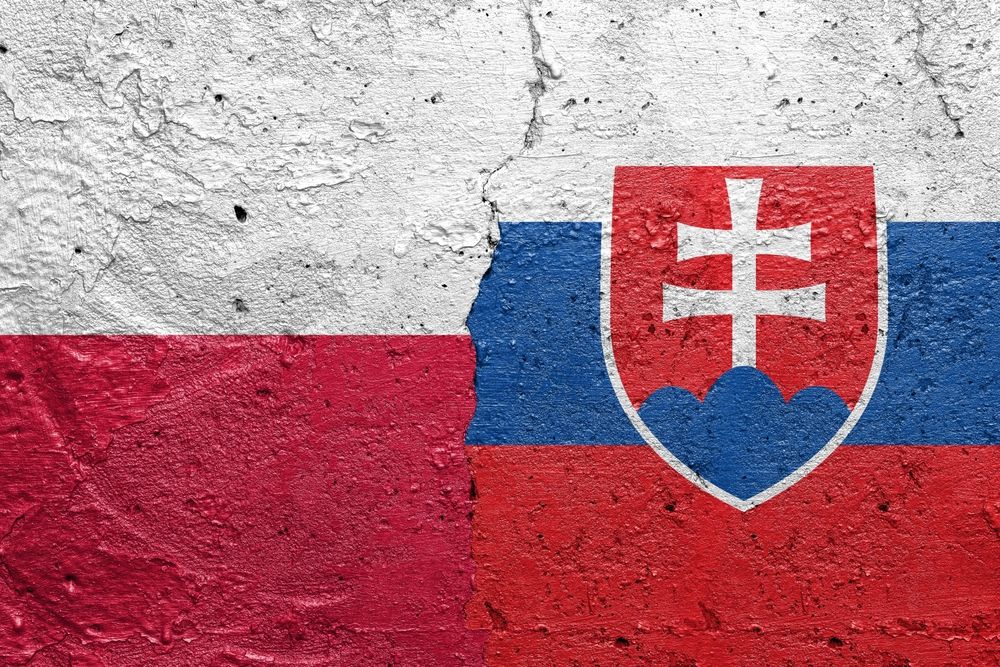 Poland,And,Slovakia,-,Cracked,Concrete,Wall,Painted,With,A