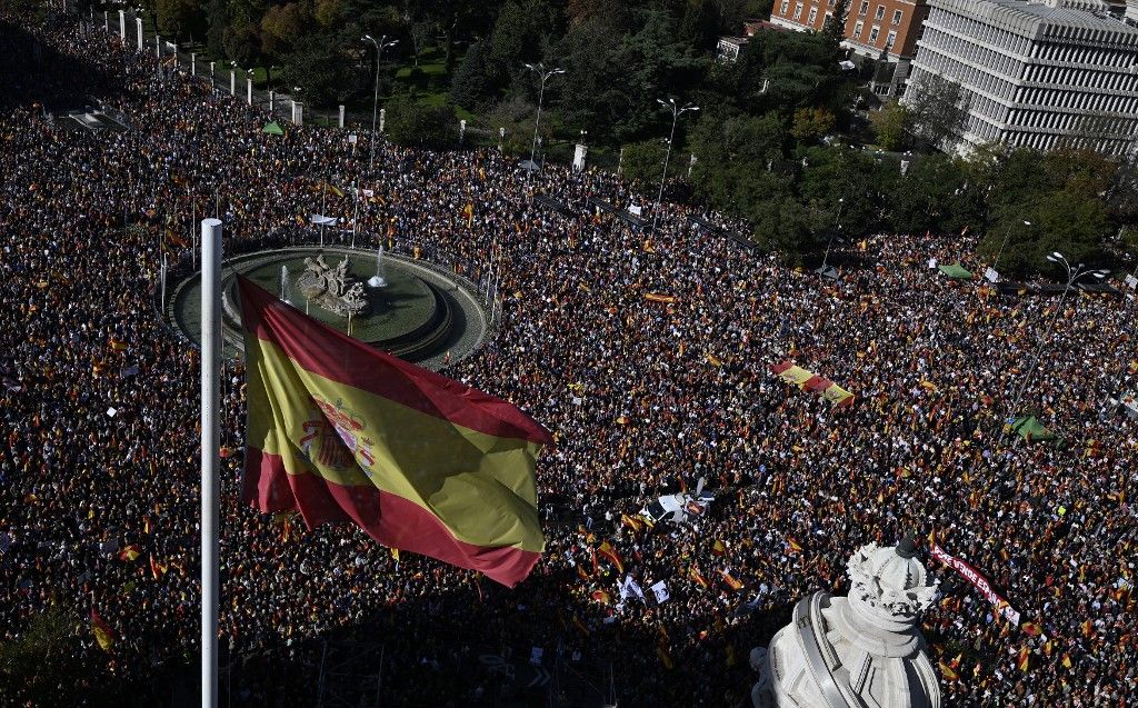 Spanish-right demonstrate against amnesty for Catalan separatists in Madrid