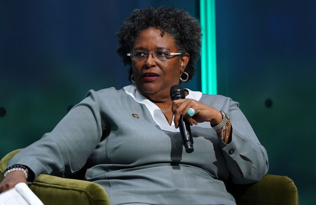 The New York Times Climate Forward Summit 2023
NEW YORK, NEW YORK - SEPTEMBER 21: Mia Mottley, Prime Minister of Barbados, speaks onstage at The New York Times Climate Forward Summit 2023 at The Times Center on September 21, 2023 in New York City. (Photo by Bennett Raglin/Getty Images for The New York Times)
