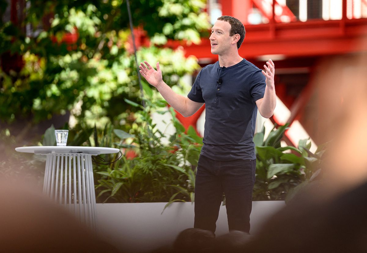 Meta founder and CEO Mark Zuckerberg speaks during the Meta Connect event at Meta headquarters in Menlo Park, California, on September 27, 2023. (Photo by JOSH EDELSON / AFP)