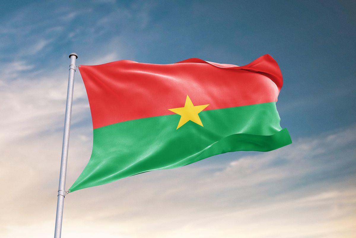 Waving,Flag,Of,Burkina,Faso,In,Beautiful,Sky.,Burkina,Faso