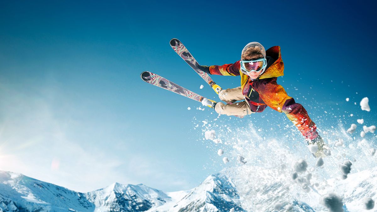 Skiing.,Jumping,Skier.,Extreme,Winter,Sports.
