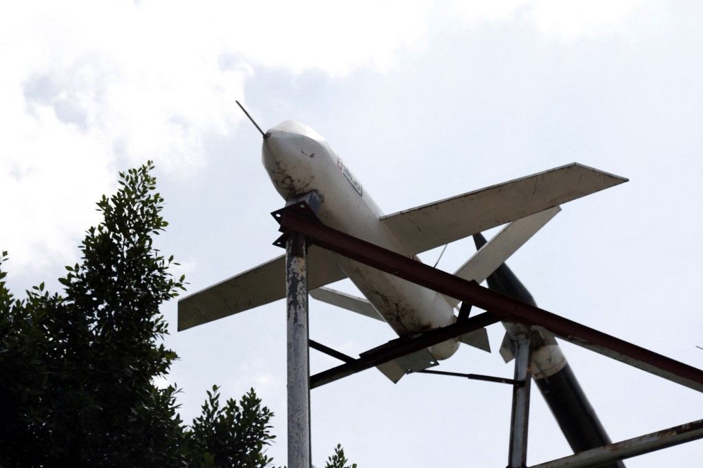 Models of UAVs used by Yemeni Houthi group against Israel exhibited&nbsp;in Sanaa