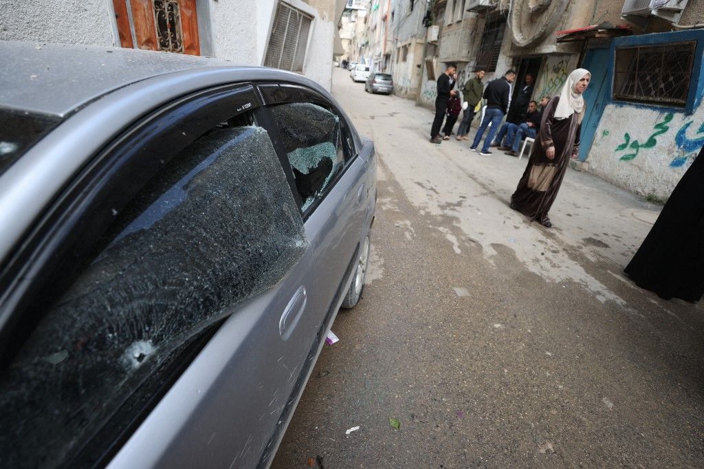 Aftermath of the Israeli drone attack Nur Shams refugee camp in West Bank