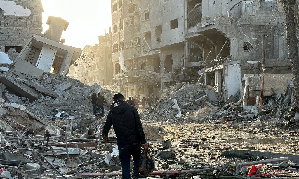 Demolition in Tel ez-Zater region after Israeli forces withdrewJABALIA, GAZA - DECEMBER 22: A view of demolition at Tel ez-Zater region after Israeli forces withdrew area aftermath the withdrawal of Israeli forces in Jabalia, Gaza on December 22, 2023. Abdulqader Sabbah / Anadolu (Photo by Abdulqader Sabbah / ANADOLU / Anadolu via AFP)