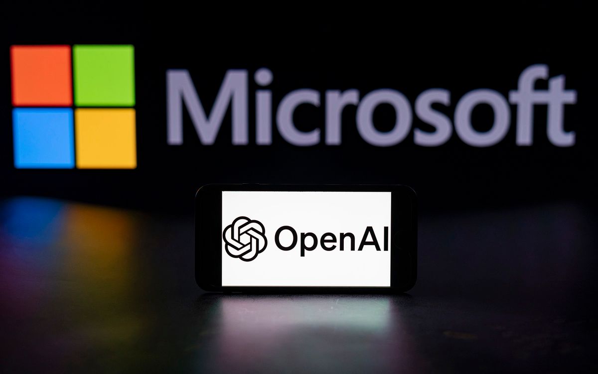 In this photo illustration, the logo of OpenAI is seen
