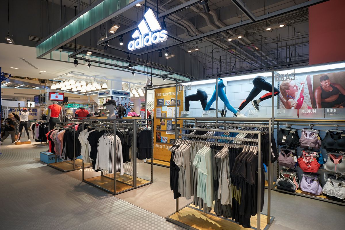 Adidas,Apparel,Displayed,At,as apparel displayed at Siam Paragon shopping mall