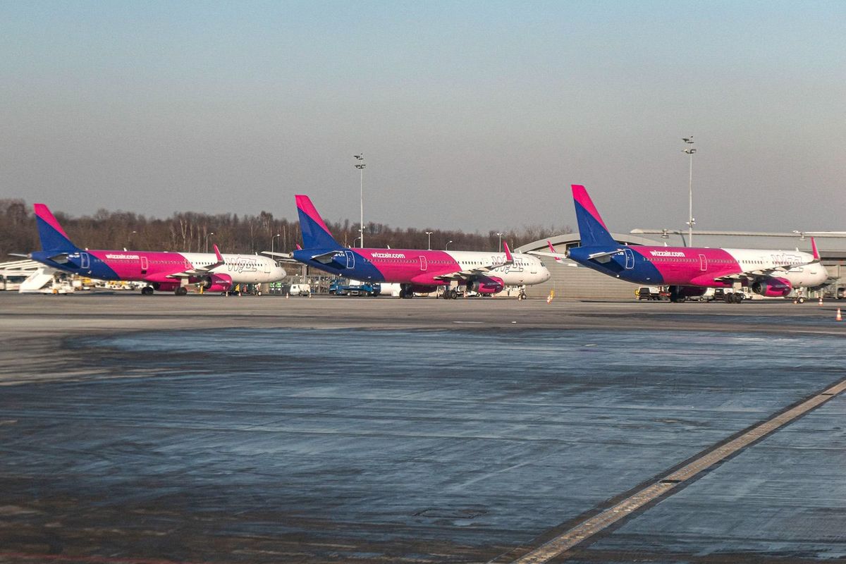 WizzAir Low Cost Airline Airbus A321 In Krakow Airport