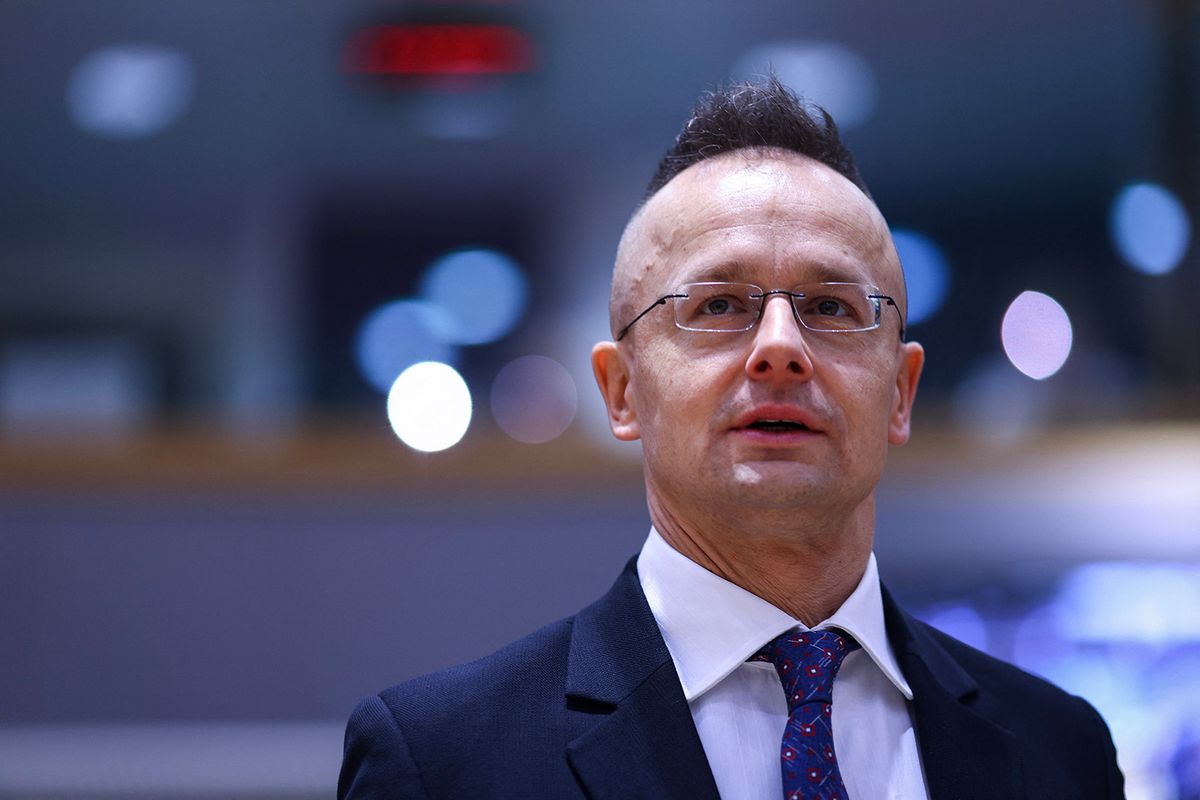 Hungarian Foreign and Trade Minister Peter Szijjarto arrives for a Foreign Affairs Council (FAC) at the EU headquarters in Brussels on December 11, 2023. (Photo by Kenzo TRIBOUILLARD / AFP)